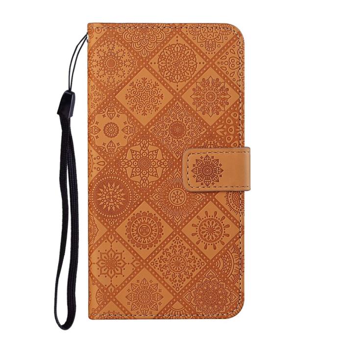 Bild 2,  Samsung Galaxy S22 Plus Fodral Tryckta Mandala Blommor Brun - Teknikhallen.se