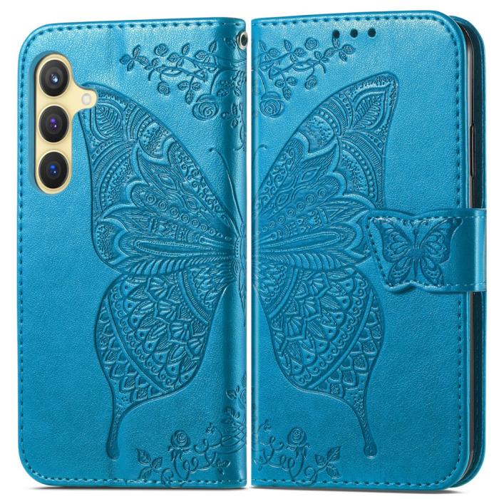Bild 2,  Samsung Galaxy S25 Plus Fodral Med Fjäril Tryck Blå - Teknikhallen.se