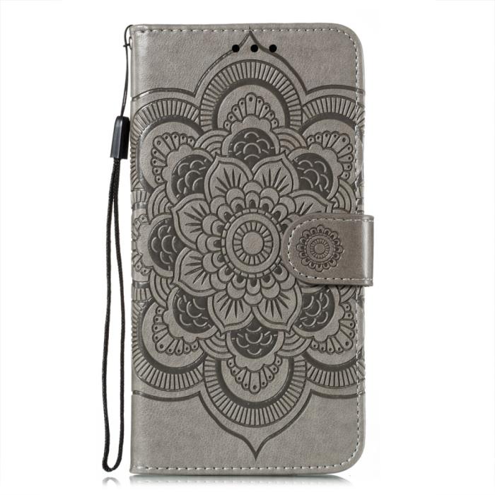 Bild 2,  Samsung Galaxy S21 - Mandala Läder Fodral - Grå - Teknikhallen.se