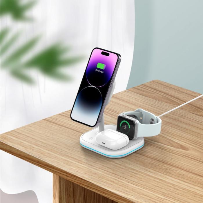 Bild 6, Tech-Protect Tech-Protect 15W 3in1 Magnetisk MagSafe Laddare Vit - Teknikhallen.se