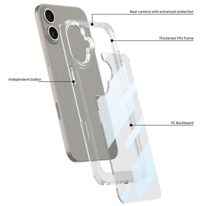 Bild 5, GKK GKK iPhone 16 Plus Skal Shockproof TPU Crystal Clear - Teknikhallen.se