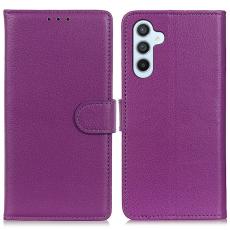  Galaxy S25 Plus / S24 Plus Fodral Litchi L&auml;der Lila - Teknikhallen.se