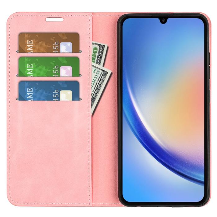 Bild 2,  Samsung Galaxy A35 5G Fodral Flip Skin Touch Rosa - Teknikhallen.se
