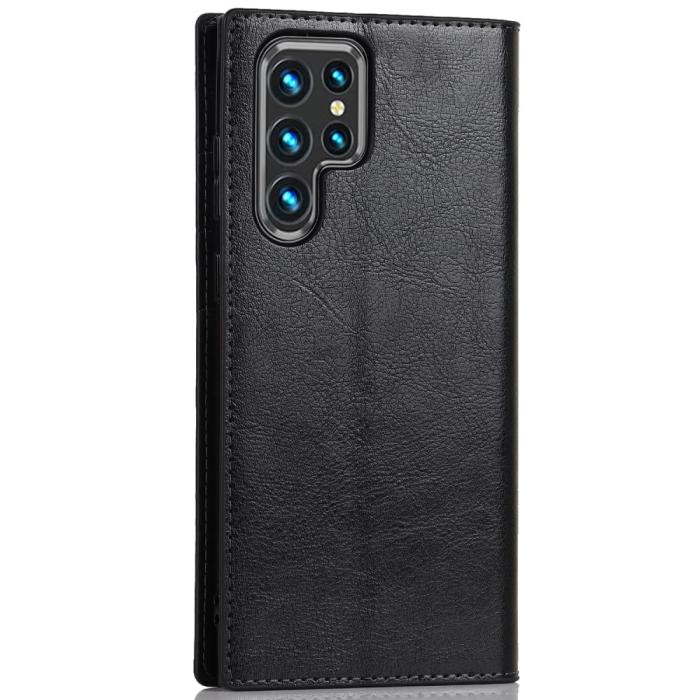 Bild 3,  Samsung Galaxy S22 Ultra Fodral Flip Äkta Läder Svart - Teknikhallen.se