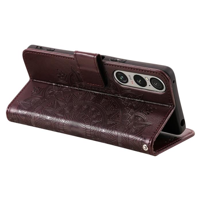 Bild 4,  Sony Xperia 1 VII Fodral Mandala Läder Brun - Teknikhallen.se