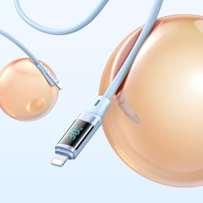 Bild 5, MCDODO Mcdodo 36W 1.2m PD USB-C - Lightning LED Silikon Kabel Blå - Teknikhallen.se