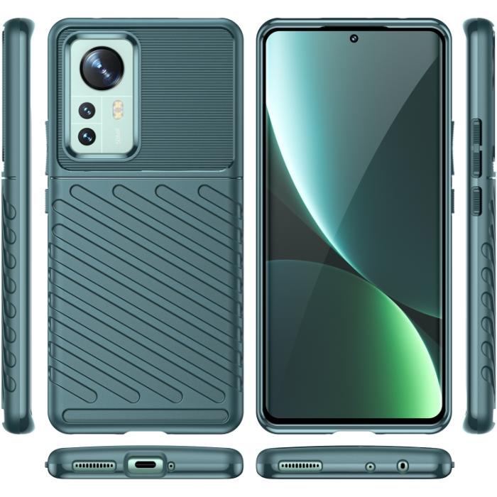Bild 2,  Xiaomi 12 Pro Skal Twill Textur Grön - Teknikhallen.se