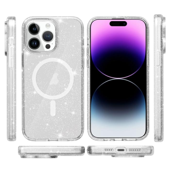 Bild 2,  iPhone 15 Pro Max Skal MagSafe Glitter Transparent - Teknikhallen.se