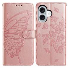  iPhone 17 Fodral Med Fj&auml;ril Tryck Ros&eacute;guld - Teknikhallen.se