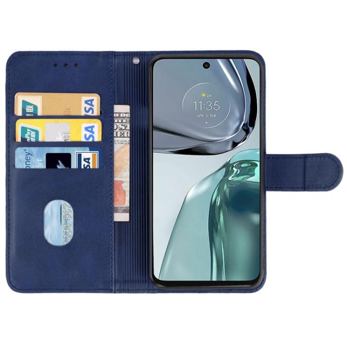 Bild 3,  Motorola Moto G62 5G Fodral Solid Läder Blå - Teknikhallen.se