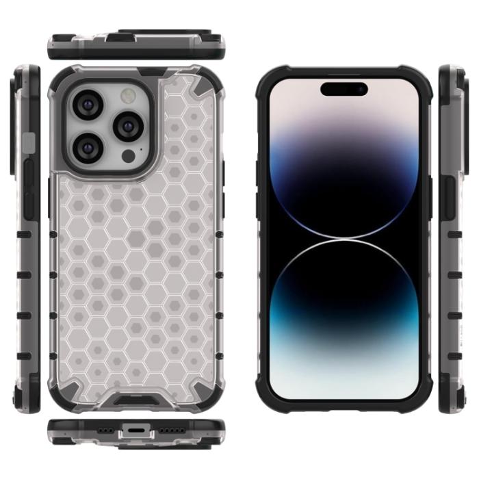 Bild 4,  iPhone 15 Pro Skal Honeycomb Shockproof Vit - Teknikhallen.se