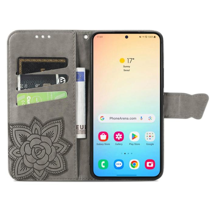 Bild 3,  Samsung Galaxy S25 Plus Fodral Med Fjäril Tryck Grå - Teknikhallen.se