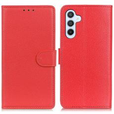  Galaxy S25 Plus / S24 Plus Fodral Litchi L&auml;der R&ouml;d - Teknikhallen.se