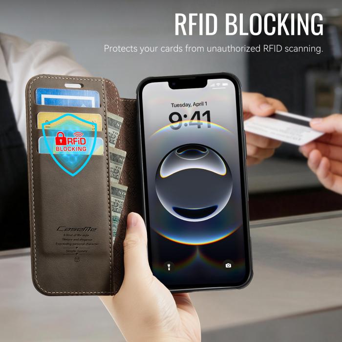 Bild 4, CASEME CASEME iPhone 16e/17e Skal RFID Plånbok Brun - Teknikhallen.se