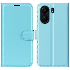  Xiaomi Redmi 13C 4G Fodral Litchi L&auml;der Ljus Bl&aring; - Teknikhallen.se