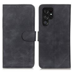 KHAZNEH KHAZNEH Samsung Galaxy S22 Ultra Fodral Retro L&auml;der Svart - Teknikhallen.se