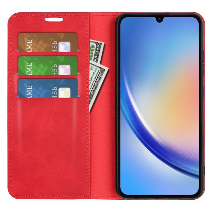 Bild 2,  Samsung Galaxy A35 5G Fodral Flip Skin Touch Röd - Teknikhallen.se