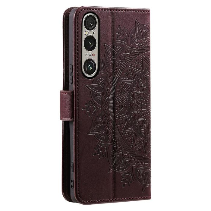 Bild 6,  Sony Xperia 1 VII Fodral Mandala Läder Brun - Teknikhallen.se