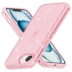 iPhone 17e / 16e Skal Glitter Shockproof Rosa - Teknikhallen.se
