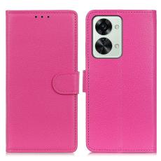  OnePlus Nord 2T 5G Fodral Litchi L&auml;der Rosa - Teknikhallen.se