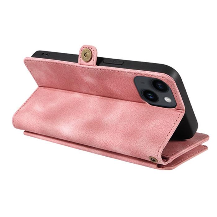 Bild 3,  iPhone 15 Plus Fodral RFID Multifunktionell Flerkort Rosa - Teknikhallen.se