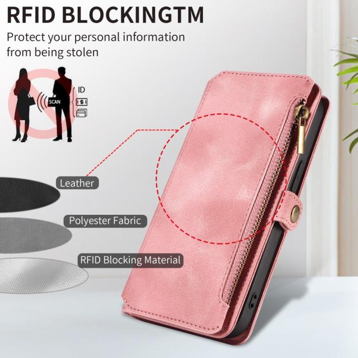 Bild 6,  iPhone 15 Plus Fodral RFID Multifunktionell Flerkort Rosa - Teknikhallen.se