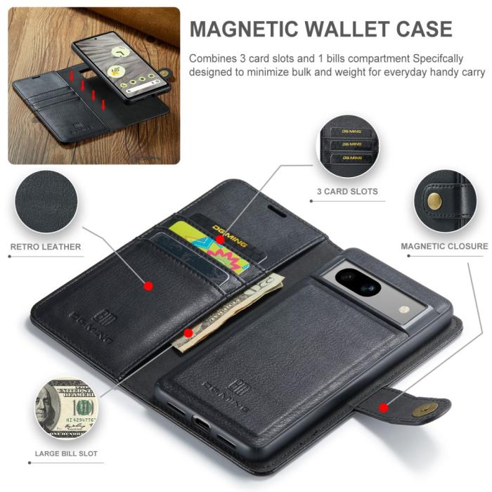 Bild 5, DG.MING DG.MING Google Pixel 8A 2in1 Magnet Fodral Svart - Teknikhallen.se