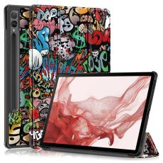  Samsung Galaxy Tab S9 Plus Fodral L&auml;der Graffiti - Teknikhallen.se