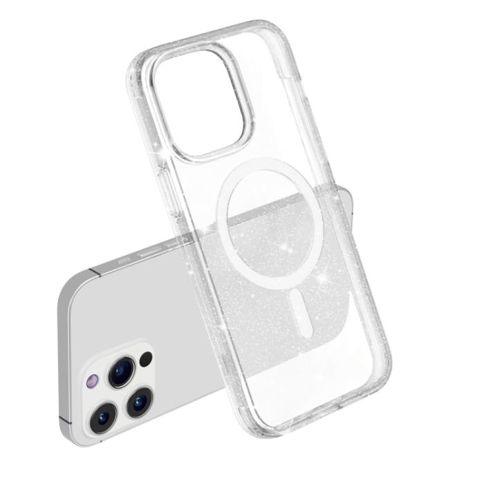 Bild 6,  iPhone 15 Pro Max Skal MagSafe Glitter Transparent - Teknikhallen.se