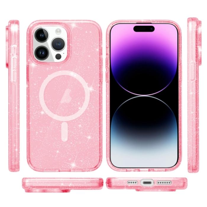 Bild 2,  iPhone 15 Pro Max Skal MagSafe Glitter Rosa - Teknikhallen.se