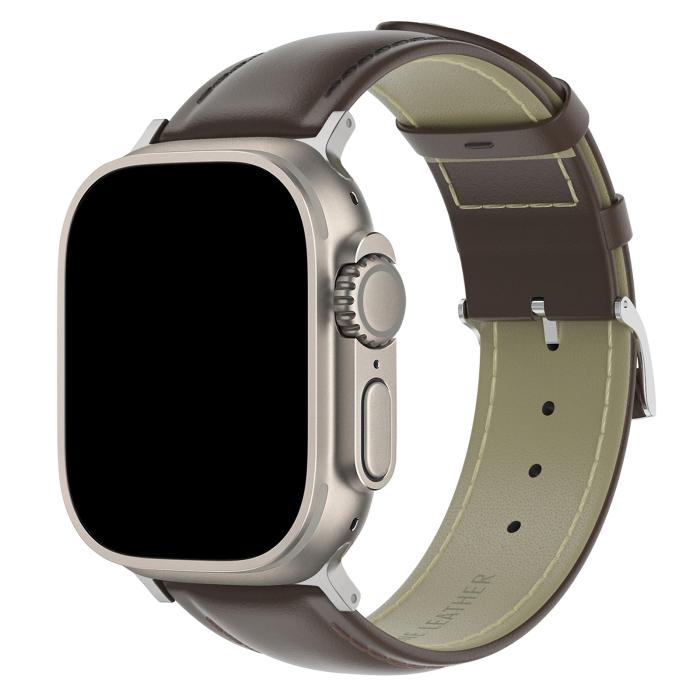 Bild 2, ColorPop Äkta Läder Armband Apple Watch 42/44/45/46/49 mm Mörk Brun - Teknikhallen.se
