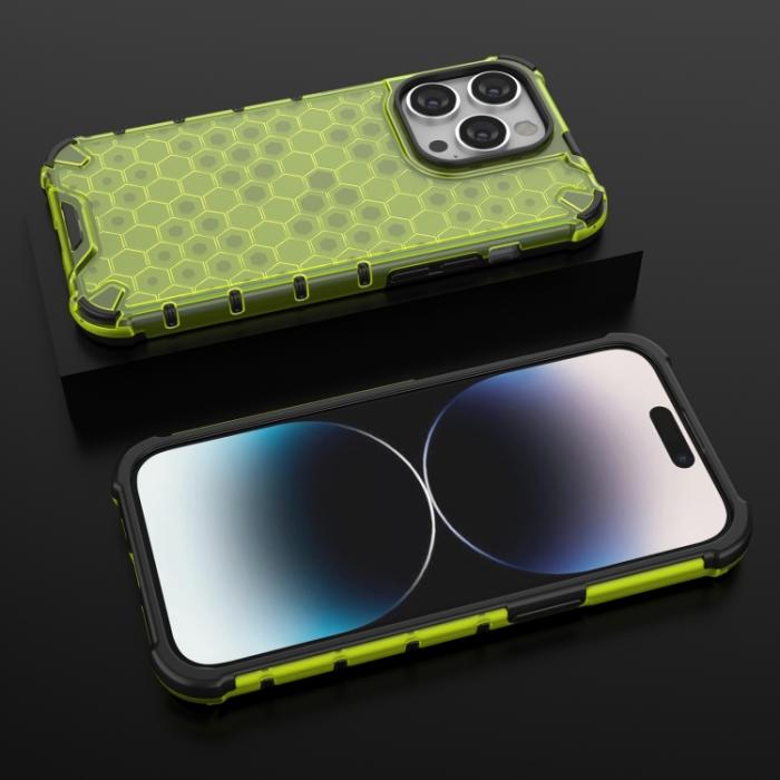 Bild 3,  iPhone 15 Pro Skal Honeycomb Shockproof Grön - Teknikhallen.se