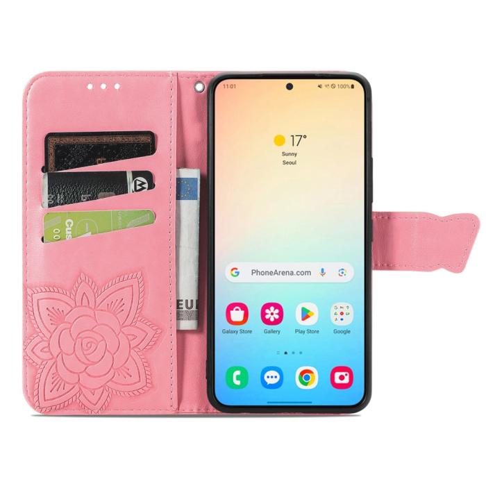 Bild 3,  Samsung Galaxy S25 Plus Fodral Med Fjäril Tryck Rosa - Teknikhallen.se