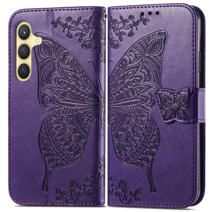 Bild 2,  Samsung Galaxy S25 Plus Fodral Med Fjäril Tryck Mörk Lila - Teknikhallen.se