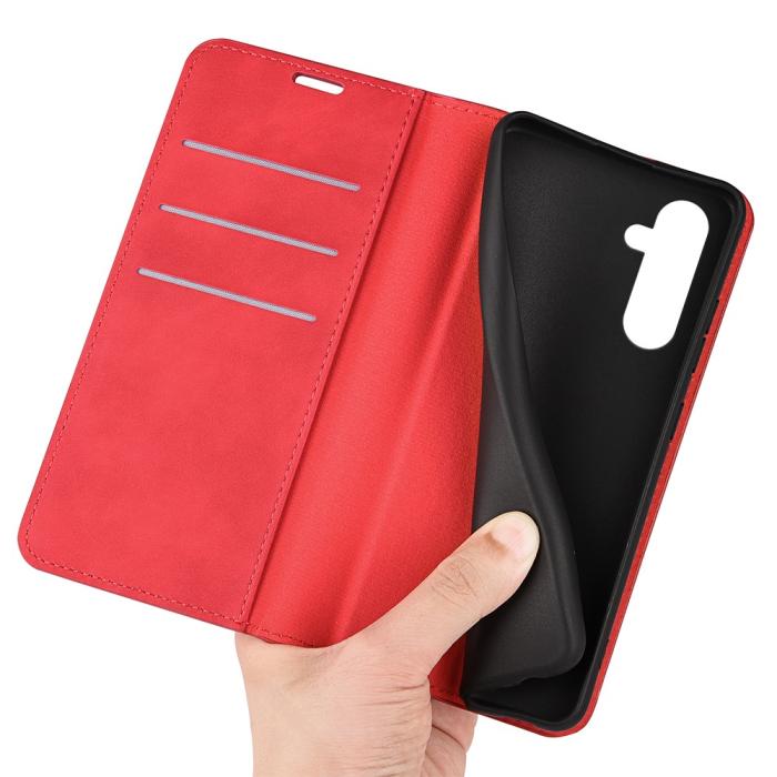 Bild 4,  Samsung Galaxy A35 5G Fodral Flip Skin Touch Röd - Teknikhallen.se