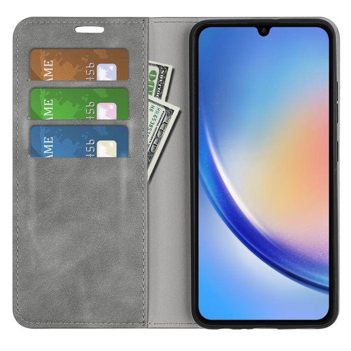 Bild 2,  Samsung Galaxy A35 5G Fodral Flip Skin Touch Grå - Teknikhallen.se