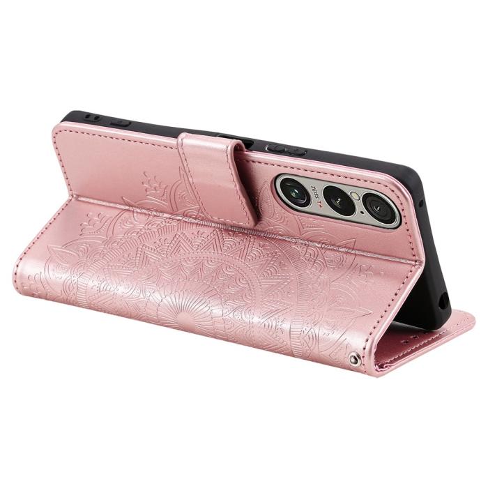 Bild 4,  Sony Xperia 1 VII Fodral Mandala Läder Roséguld - Teknikhallen.se