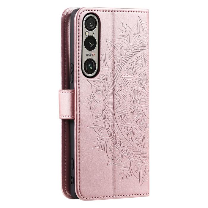 Bild 6,  Sony Xperia 1 VII Fodral Mandala Läder Roséguld - Teknikhallen.se