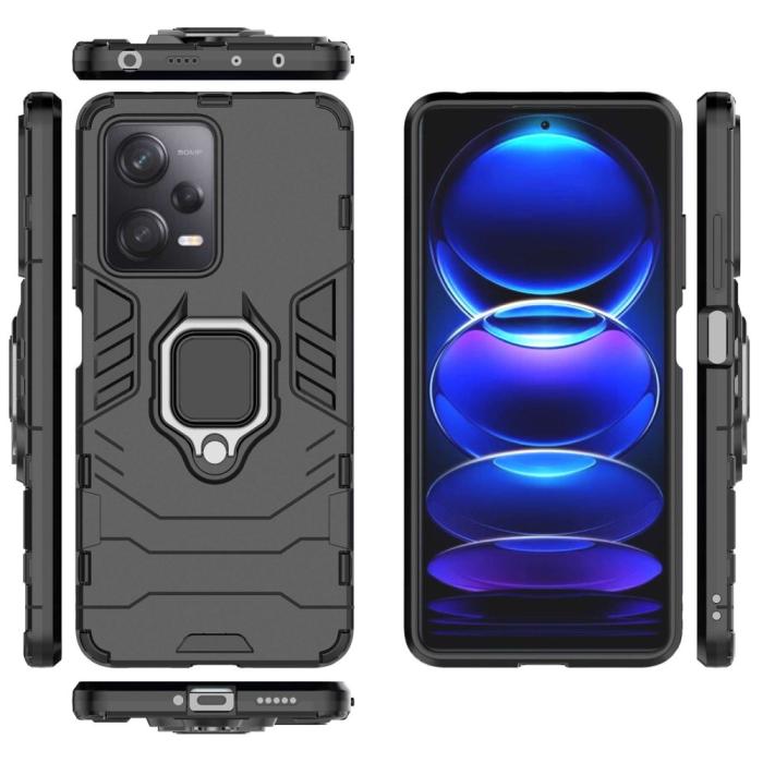 Bild 6,  Xiaomi Redmi Note 12 Pro 5G Skal Ring Hybrid Armor Svart - Teknikhallen.se