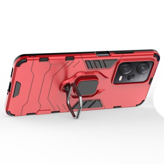 Bild 2,  Xiaomi Redmi Note 12 Pro 5G Skal Ring Hybrid Armor Röd - Teknikhallen.se