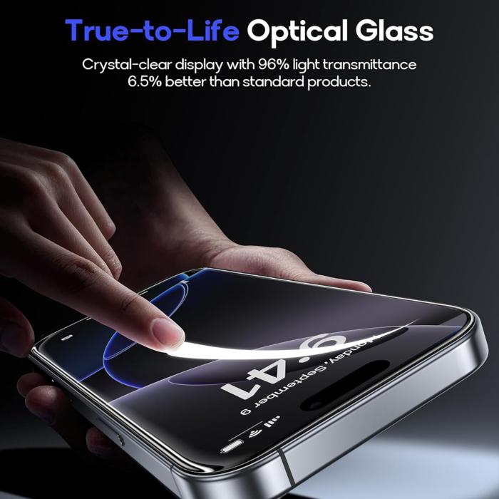 Bild 6,  iPhone 18 Skärmskydd Heltäckande Svart Kant Transparent - Teknikhallen.se
