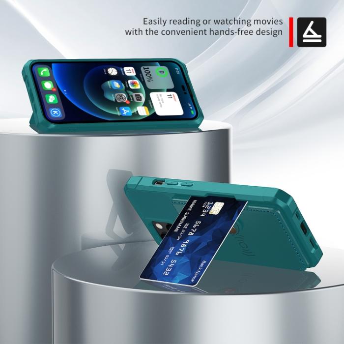Bild 2,  iPhone 14 Skal Med Magnetiskt Plånbok Cyan - Teknikhallen.se