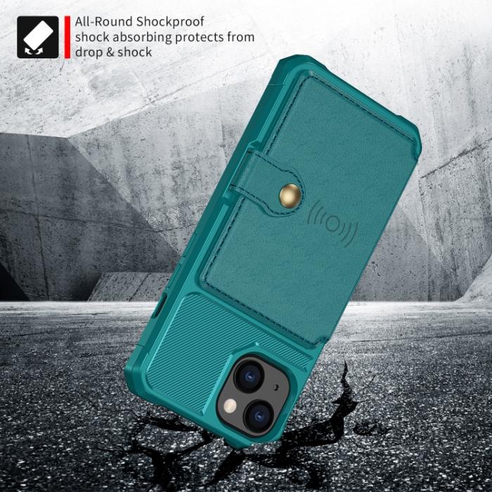 Bild 3,  iPhone 14 Skal Med Magnetiskt Plånbok Cyan - Teknikhallen.se
