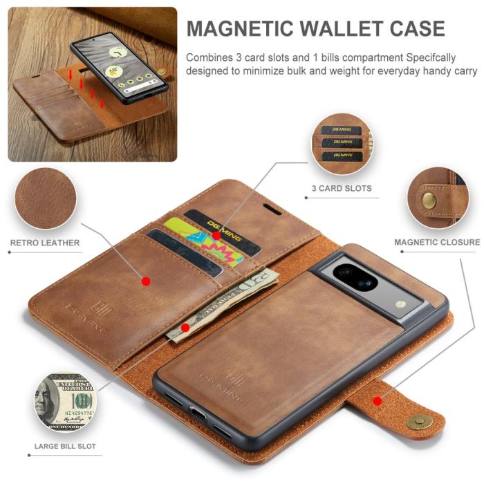 Bild 5, DG.MING DG.MING Google Pixel 8A 2in1 Magnet Fodral Brun - Teknikhallen.se