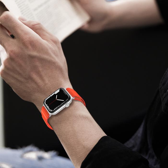 Bild 6, ColorPop Apple Watch 38/40/41/42 mm Armband Nylon Trail Loop Orangeröd - Teknikhallen.se