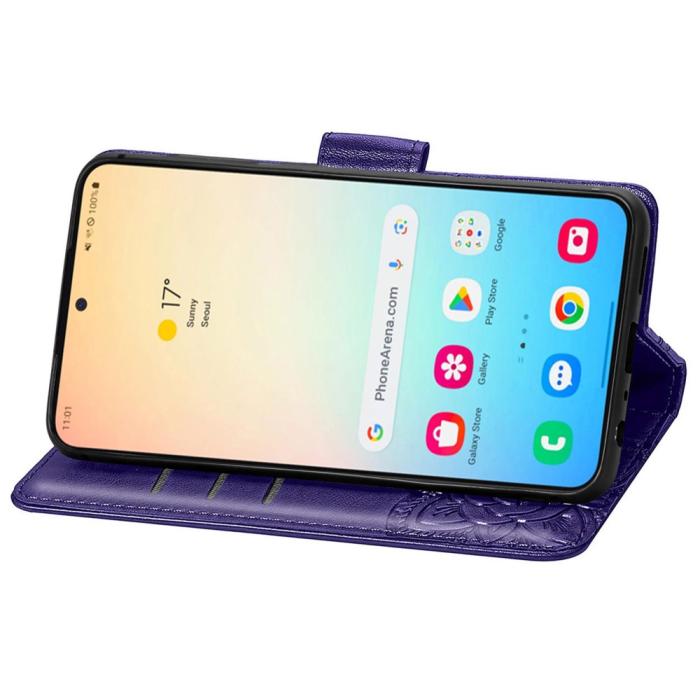 Bild 4,  Samsung Galaxy S25 Plus Fodral Med Fjäril Tryck Mörk Lila - Teknikhallen.se