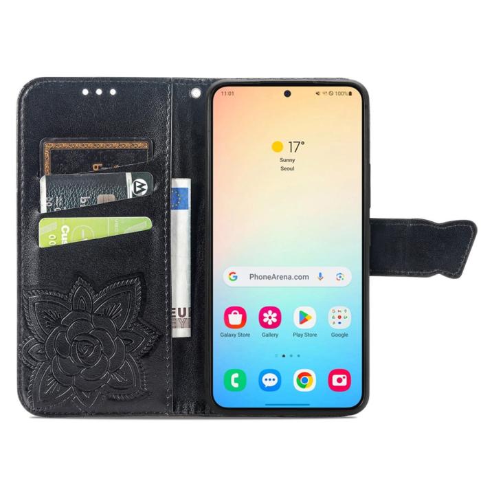 Bild 3,  Samsung Galaxy S25 Plus Fodral Med Fjäril Tryck Svart - Teknikhallen.se