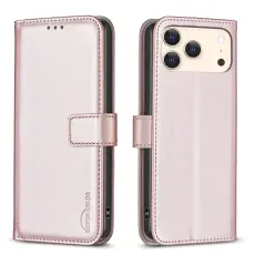 BINFEN BINFEN iPhone 17 Pro Fodral L&auml;der Ros&eacute;guld - Teknikhallen.se