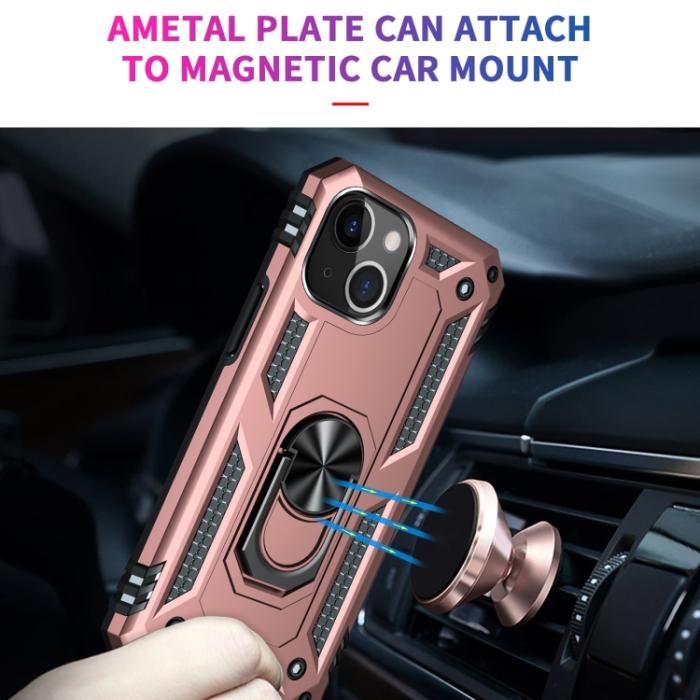 Bild 6,  iPhone 14 Plus Skal Shockproof Ring Roséguld - Teknikhallen.se