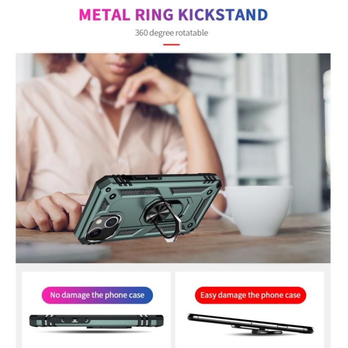 Bild 3,  iPhone 14 Plus Skal Shockproof Ring Grön - Teknikhallen.se